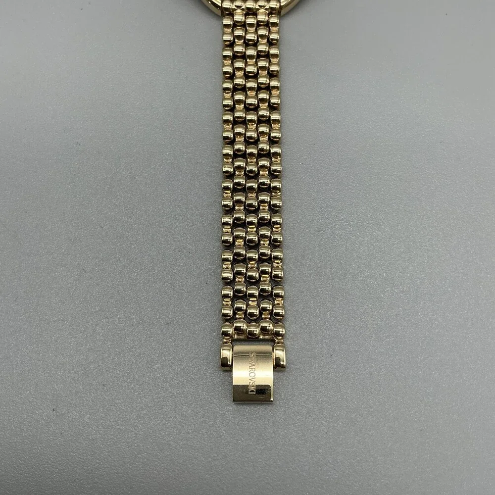 Swarovski Women Watch 37mm Oval Gold Tone Crystal Swiss 5200399 New Battery 7.5